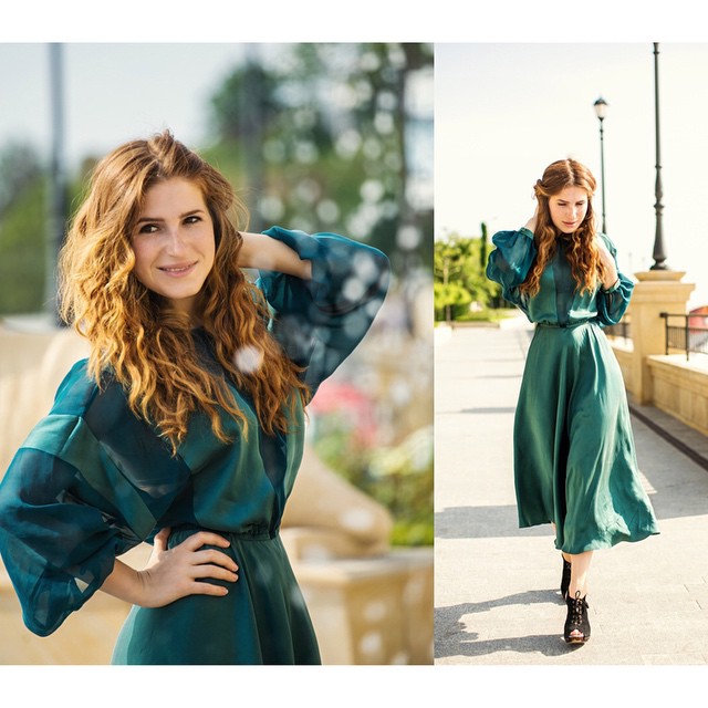 зелена шовкова сукня